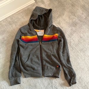 AVIATOR NATION KID'S 5 STRIPE HOODIE - HEATHER GREY